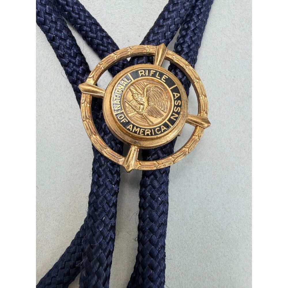 NRA National Rifle Association of Americ Member Vintage Gold Tone Bolo Tie Clasp - Picture 5 of 7